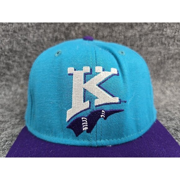 Charlotte Knights Fitted Hat 7 Teal/Purple Vtg 90s Minor League DeLong - Picture 2 of 11